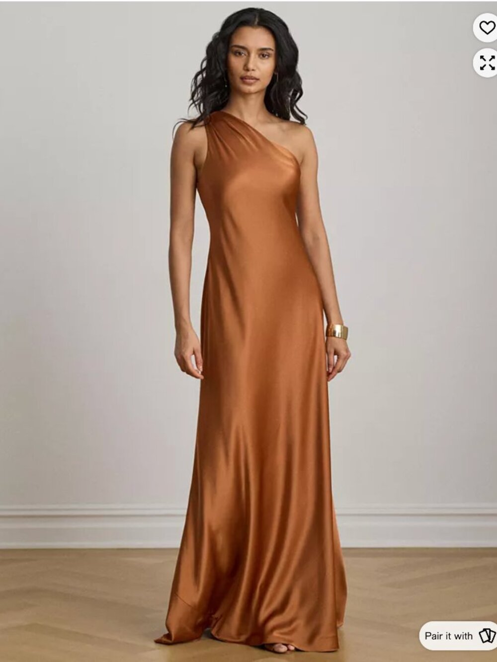 Women's One-Shoulder Satin Charmeuse Gown